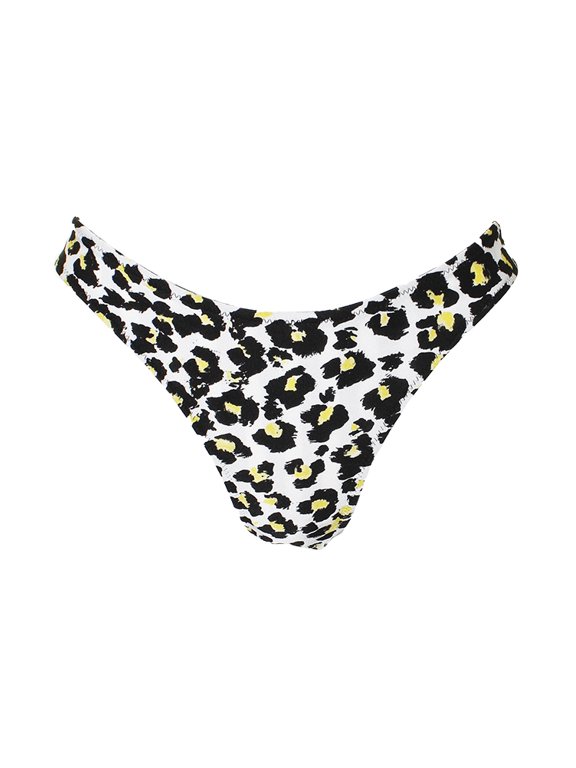 Black Multi Seeing Spots Printed High-Leg Bikini Bottom M