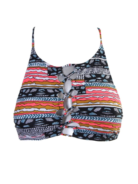 Blue Coral Printed Free Current Crop Bikini Top L