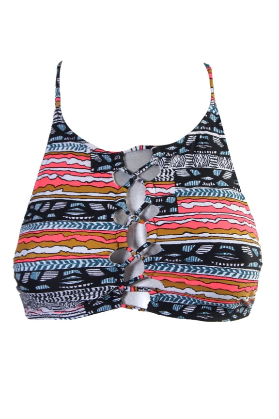 Blue Coral Printed Free Current Crop Bikini Top L