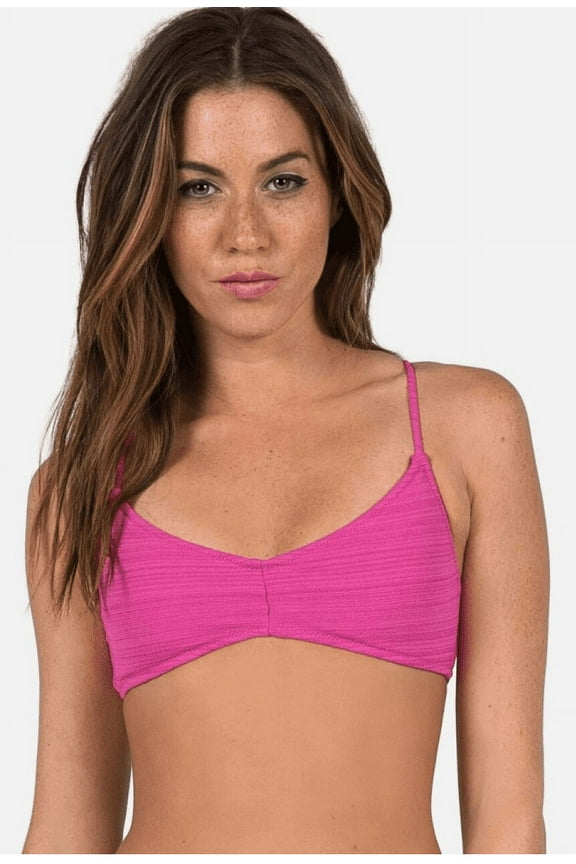 FIESTA PINK Be Mayan Crop Bikini Swim Top, US Medium