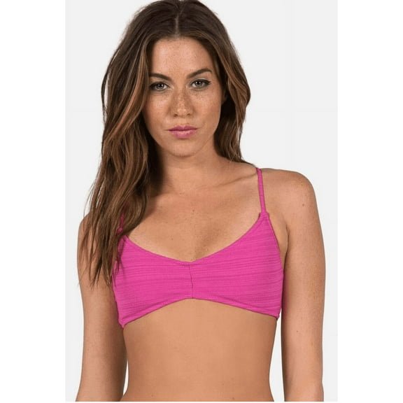 Volcom FIESTA PINK Be Mayan Crop Bikini Swim Top, US Medium