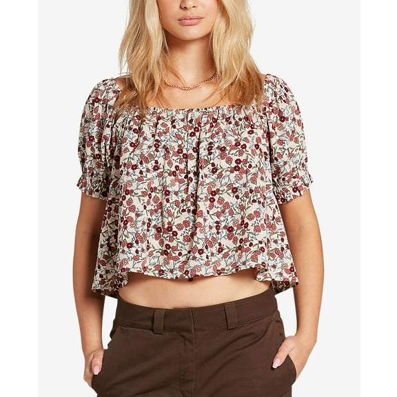 Volcom Flower Trip Crop Top Ivory Multi M