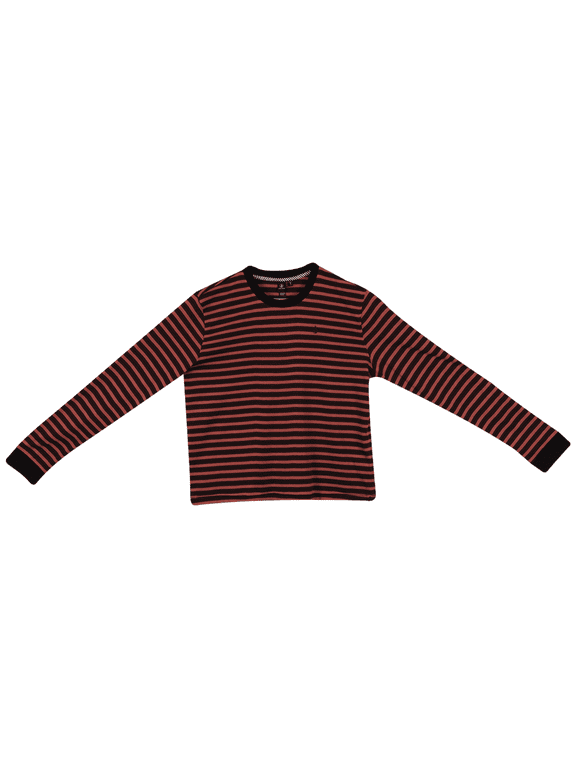 Girl's Merlot Red & Blush Pink Striped L/S T-Shirt