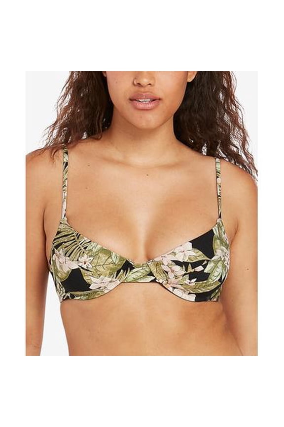 Midnight Tropic Underwire Black/Multicolor Bikini Top Size M Women's Swimwear