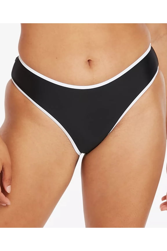 Juniors Black Coco Contrast-Trimmed Reversible Bikini Bottoms
