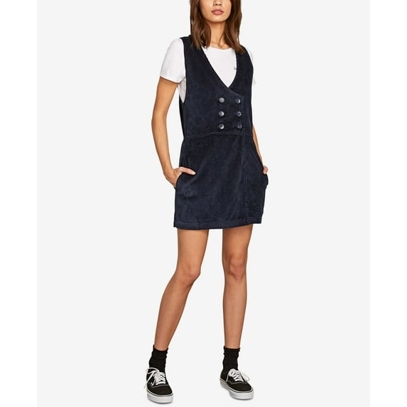 Volcom Juniors Cotton Corduroy Romper Navy M