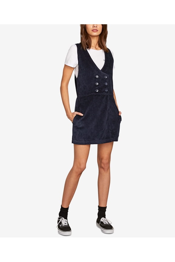 Juniors Cotton Corduroy Romper Navy M