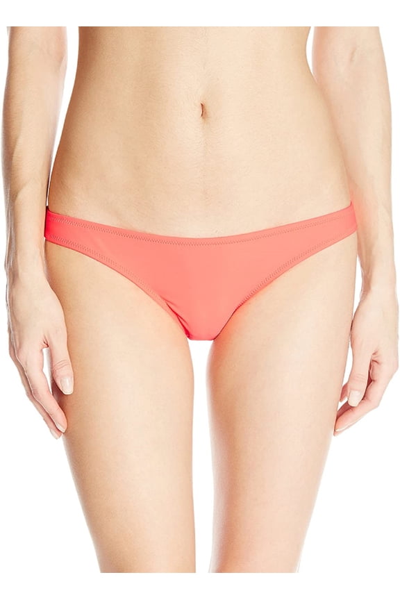 Juniors Simply Solid Full Bikini Bottom, Coral , XS