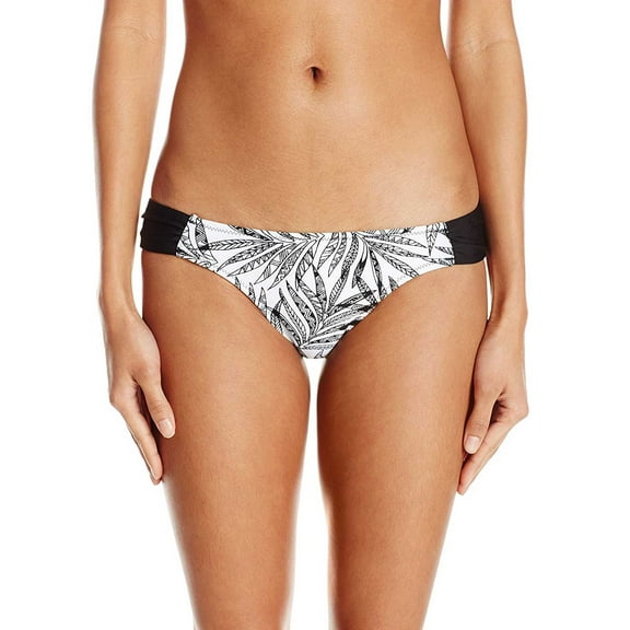 Volcom Leaf Me Alone Modest Bikini Bottom Small S Black Womens Swimsuit