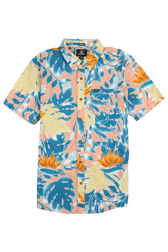 Leaf Pit Floral Short Sleeve Button Down Shirt