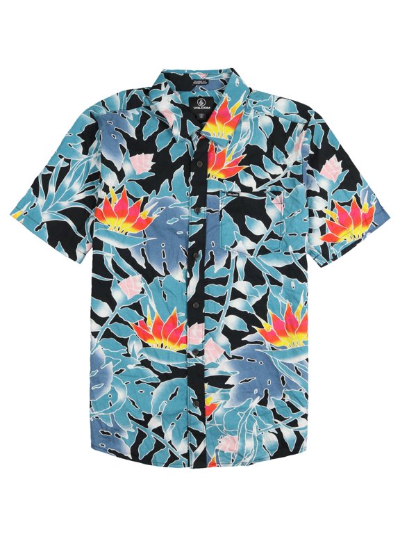 Leaf Pit Floral Short Sleeve Button Down Shirt