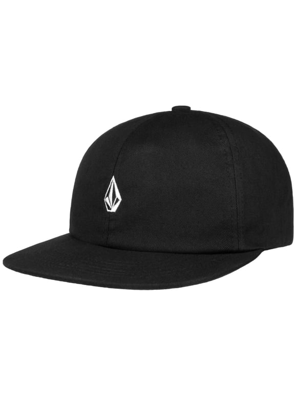 Men's Hat Full Stone Dad Embroidered Flat Bill Strapback Cap (Black)