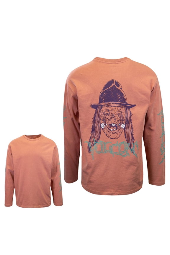 Men's Salmon Pink Remote Chronicles Loose Fit L/S T-Shirt