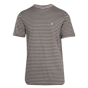 Volcom Mens T-Shirt Black Grey White Thick Striped S/S Tee