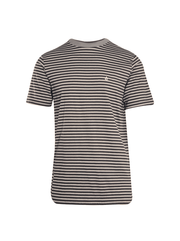 Men's T-Shirt Black Grey White Thick Striped S/S Tee
