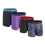 VOLCOM Mens Boxer Briefs 4 Pack Poly Spandex Performance Boxer Briefs Underwear Grey/Black/Purple/Navy, Large