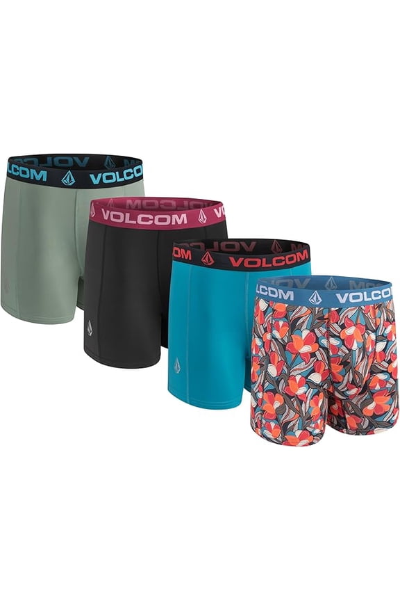 Mens Boxer Briefs 4 Pack Poly Spandex Performance Boxer Briefs Underwear Multicolored/Light Blue/Black/Light Green, Large