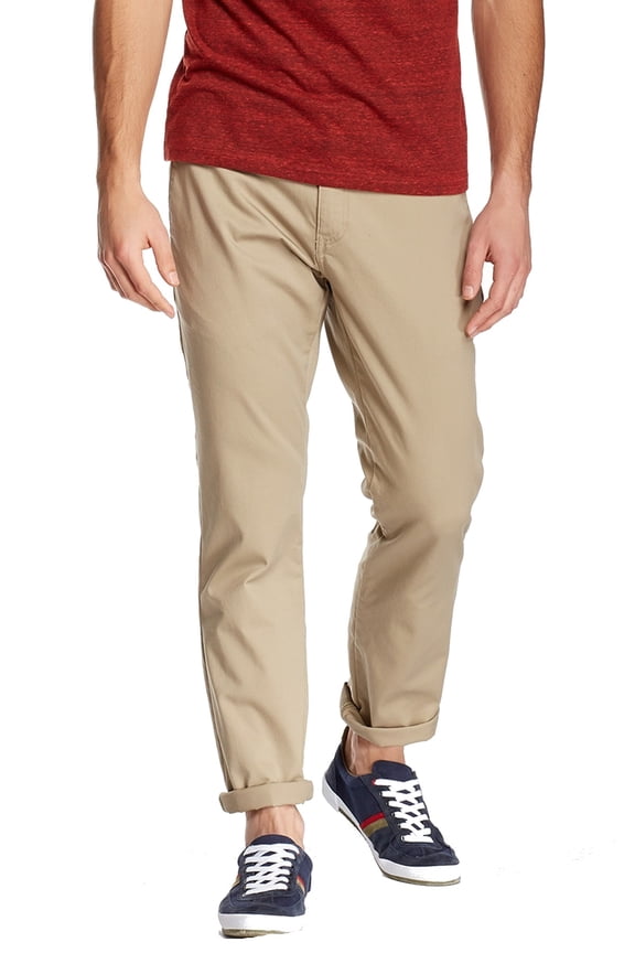 NEW Brown Mens Size 38x34 Flat Front Straight Leg Khakis Pants