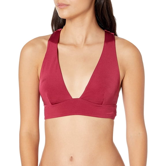 Volcom POMEGRANATE Simply Seamless Halter Bikini Swim Top, US Small