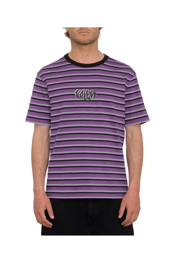 Rayeah Stripes Short Sleeve T-Shirt Deep Purple men in size Large