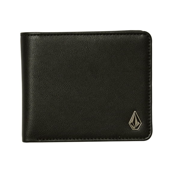 Volcom Slim Stone PU Faux Leather Wallet in Black for men