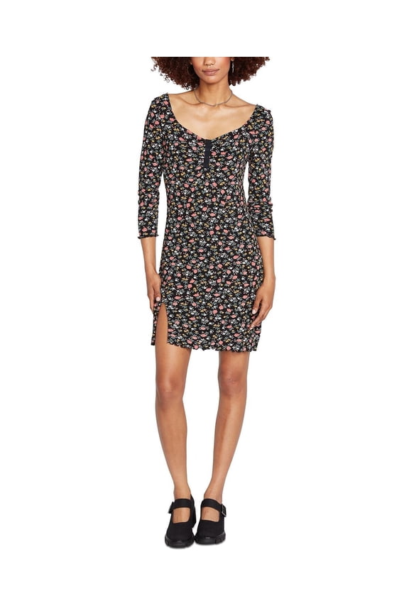 Women's Juniors' Stone Steezee Printed Mini Dress Black L B4HP