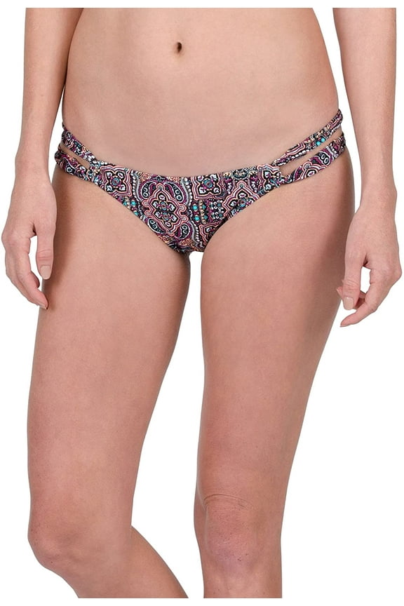 Women's Sea La Vie Boho Print Modest Bikini Bottom, Teal Blue, X-Large