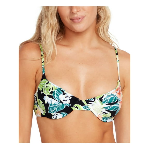 Volcom Womens Juniors Shady Beach Floral Print Underwire Bikini Swim top