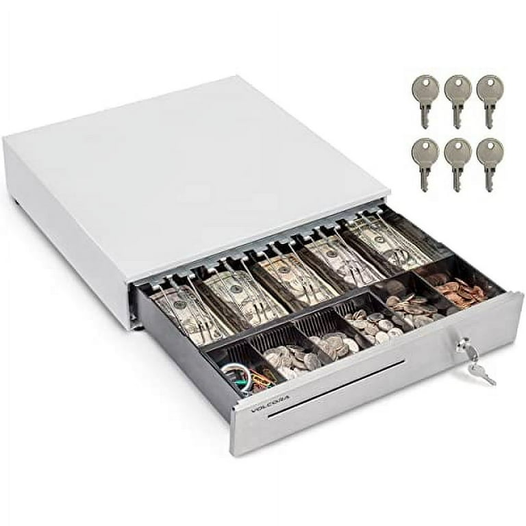 16 Inch Auto Open Drawer 5 Bill 7 Coin - With Under Counter Mounting Metal Bracket / 16'' / Black