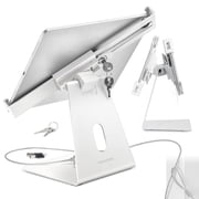 Volcora Anti-Theft Tablet Stand iPad Kiosk Stand with Lock, White 10-13 iPad Stand for Desk, Swivel, Adjustable iPad Holder for Desk, iPad Mount for Desk for POS Register, Retail Business, Cashier