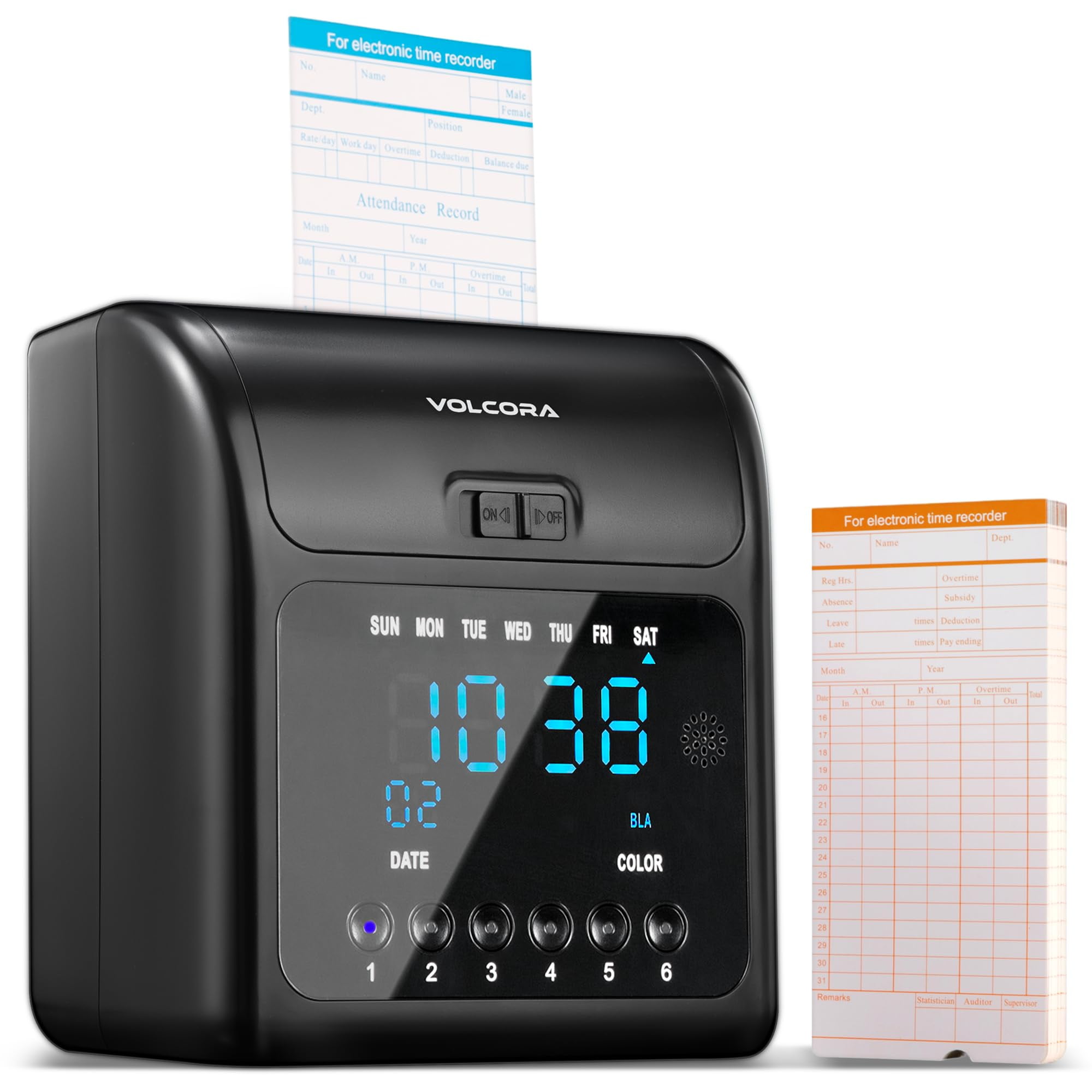Volcora Time Clock for Employees with 50 Time Cards, 1 Ink Ribbon