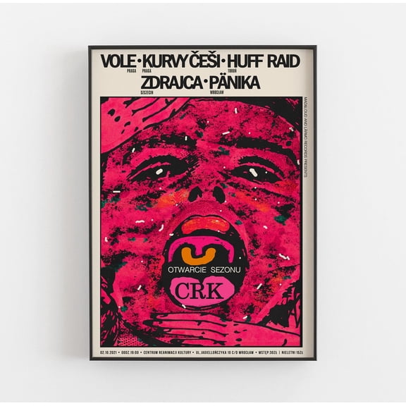Vole, Kurvy Cesi, Huff Raid, Zdrajca, Panika, Original Gig Poster From Concert In Poland, Music, Punk Gig, Plakat, Wrocław, Crk, B2 50X70 Cm Wall Art, Modern Wall Decor, 24x36 UNFRAMED
