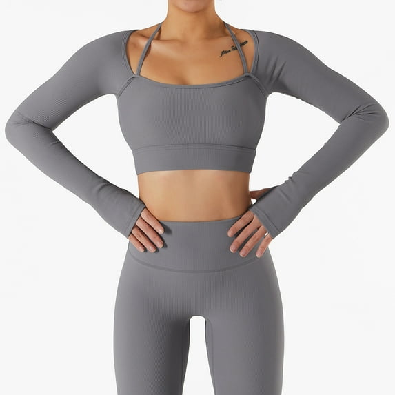 VoleFox Women (only coat) Long Sleeve Workout Top Built-in Bra Moisture-Wicking Slim-Fit Yoga Shirt Spring Summer Fitness Training Athletic Wear Sports Outfit Gym Clothes