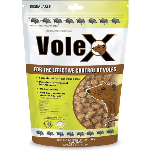 VoleX Rodent Killer Bait Pellets for Voles – Poison Free, Pet Safe Indoor and Outdoor Use Pellets 8oz. Bag