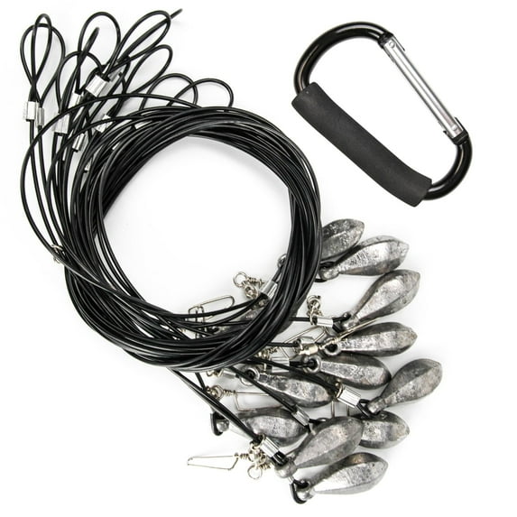 GUGULUZA 12-Pack Steel Cable Decoy Rigs with PVC Coated, Waterfowl Decoy Weights Anchors Rigging Kit (48" with 4-oz Weights)