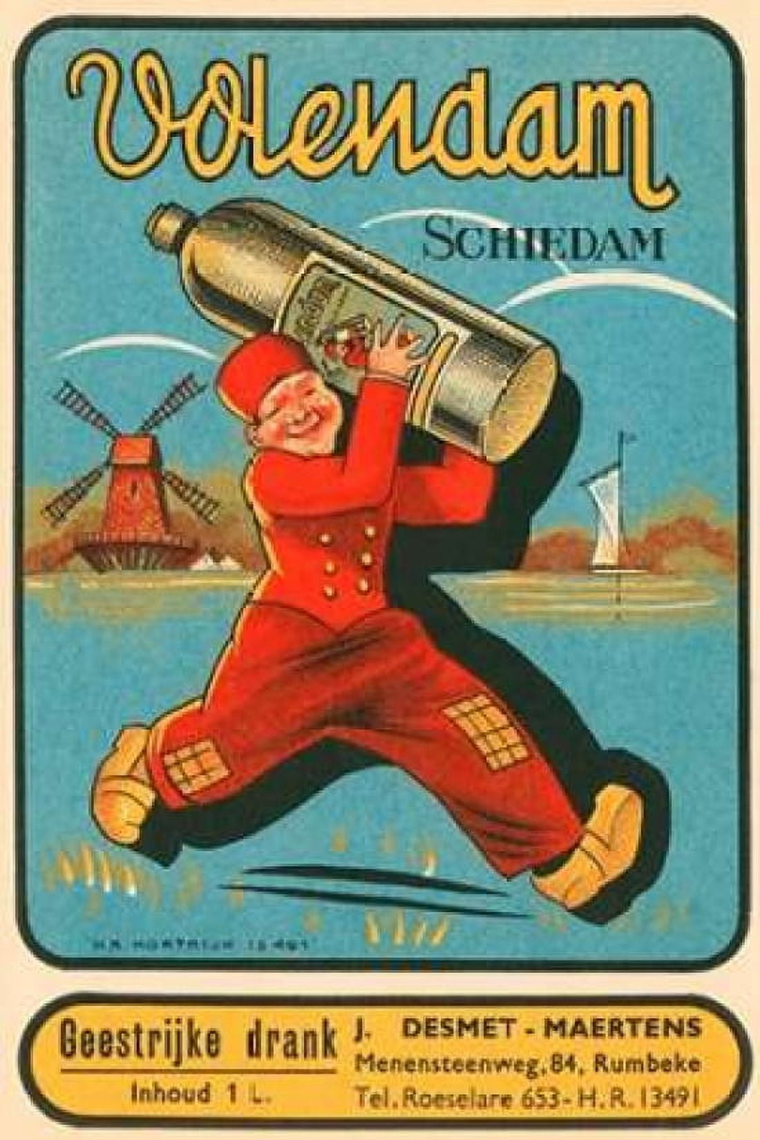 Volendam Schiedam Canvas Art - Vintage Booze Labels (12 x 18)