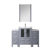 Volez 48 in W Dark Grey Single Vanity with Side Cabinets, Ceramic Top, and Faucet Set