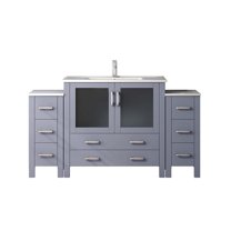 Volez 60 in W Dark Grey Single Vanity with Side Cabinets, Ceramic Top, and Faucet Set