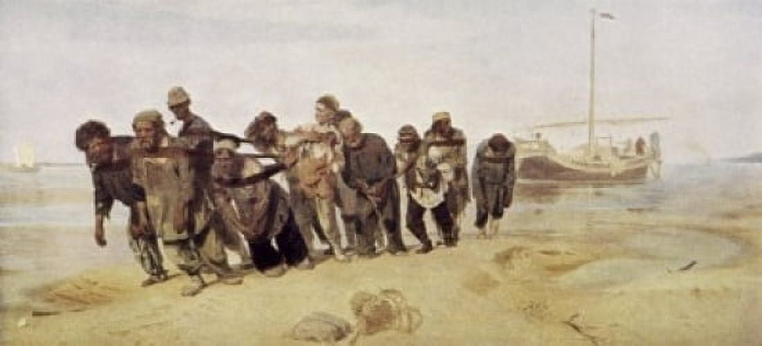 Volga Bargemen Ilja Efimovic Repin (1844-1930 Russian) Canvas Art - (24 x 36)