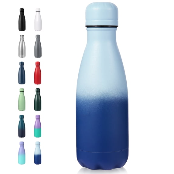 Neihepal 12oz Stainless Steel Insulated Water Bottle, BPA Free Cola Flask, Keeps Cold 24H Hot 12H (Green Blue,1)