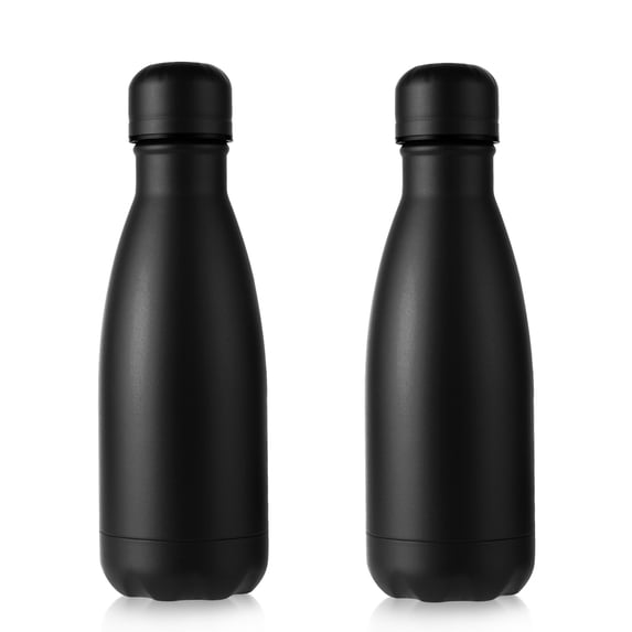 Neihepal 12oz Stainless Steel Insulated Water Bottle, BPA Free Cola Flask, Keeps Cold 24H Hot 12H (Black,2)