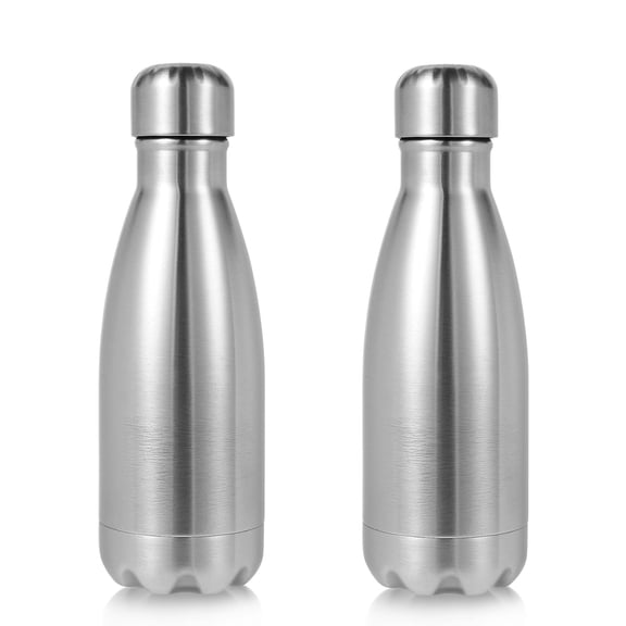 Neihepal 12oz Insulated Stainless Steel Water Bottle, BPA Free Cola Flask, Keeps Cold 24H Hot 12H for Kids & Travel (Silver,2)