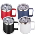 thumbnail image 1 of Neihepal 14oz Double Wall Vacuum Insulated Coffee Mug with Leakproof Lid & Handle, 4 Pack, Assorted, 1 of 7