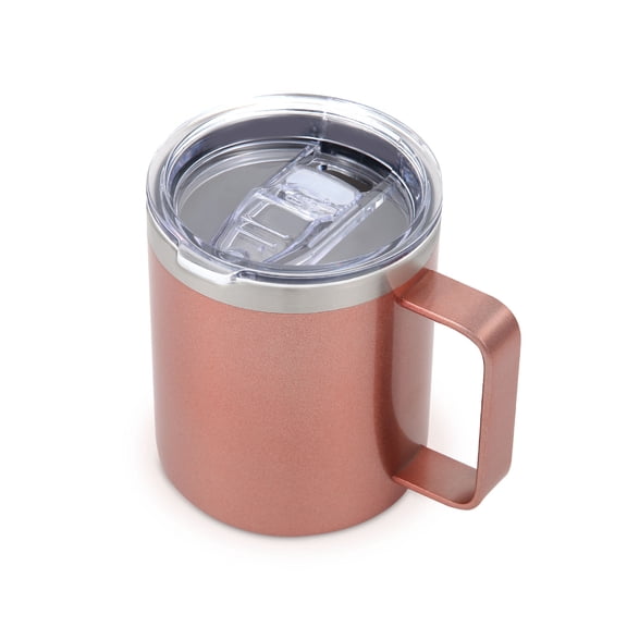 Neihepal 14oz Double Wall Vacuum Insulated Coffee Mug with Leakproof Lid & Handle, 1 Pack, Rose Gold