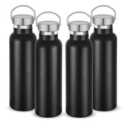 Neihepal 20oz Leakproof Stainless Steel Insulated Water Bottle with Handle, BPA Free, 4 Pack, Black