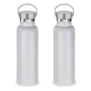 Neihepal 20oz Leakproof Stainless Steel Insulated Water Bottle with Handle, BPA Free, 2 Pack, White