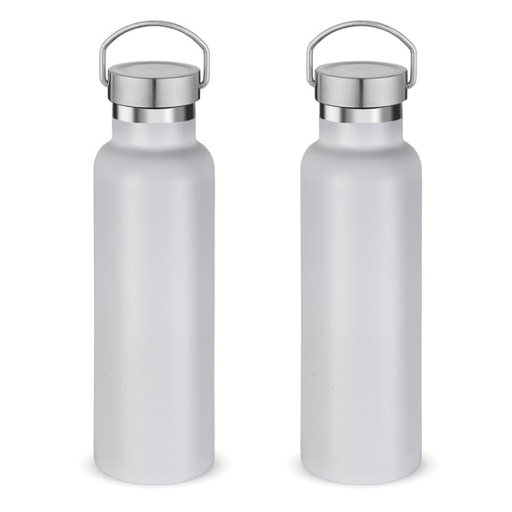 Neihepal 20oz Leakproof Stainless Steel Insulated Water Bottle with Handle, BPA Free, 2 Pack, White