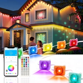 VOLIVO 50ft Permanent Outdoor Lights, Waterproof RGB Eaves String Lights with 25LED, Remote/APP Control for Garden Halloween Christmas Party Decorations