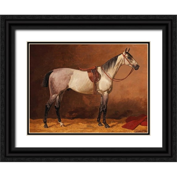 Volkers, Emil 18x15 Black Ornate Wood Framed with Double Matting Museum Art Print Titled - Saddled sport horse