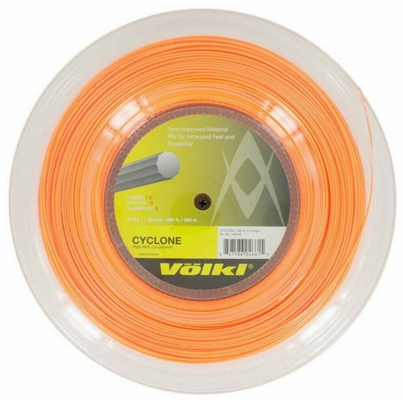 VOLKL Cyclone | Tennis Racquet String | Spin & Control | Ten-sided co-polymer (Orange, 16g Reel)